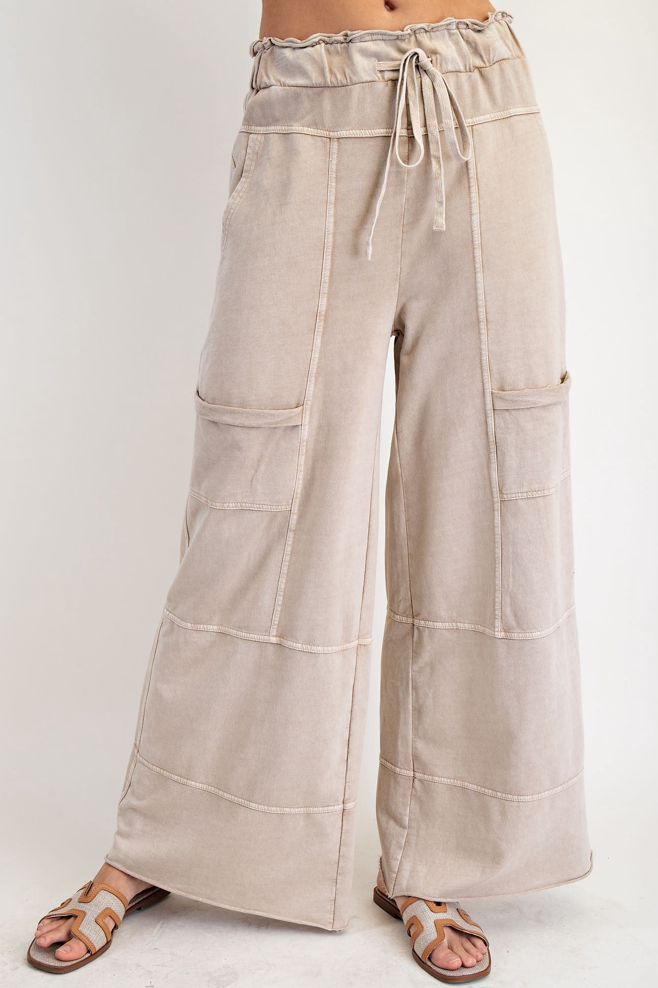 Easel Washed Terry Knit Cargo Sweatpants