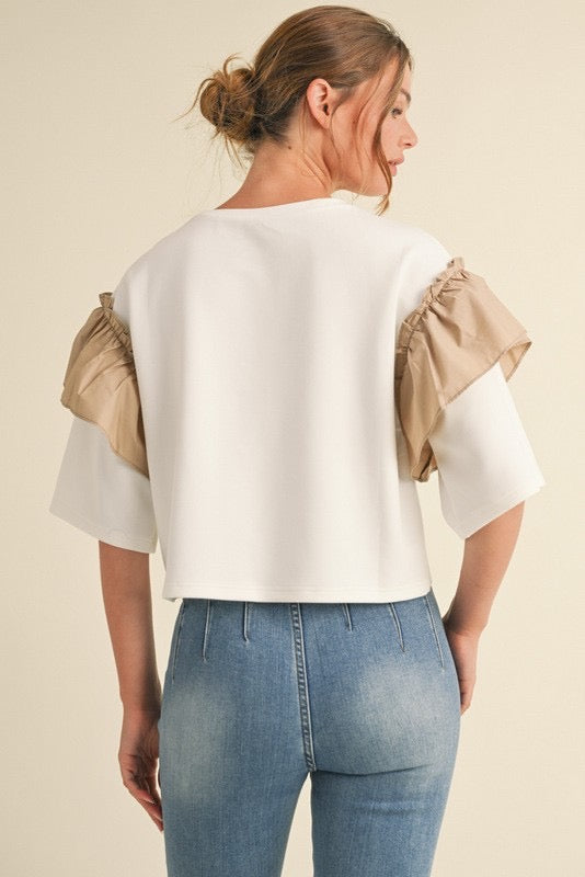 Ruffle Sleeve Sweater Tee