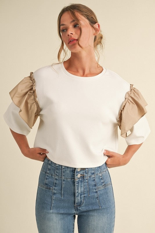 Ruffle Sleeve Sweater Tee