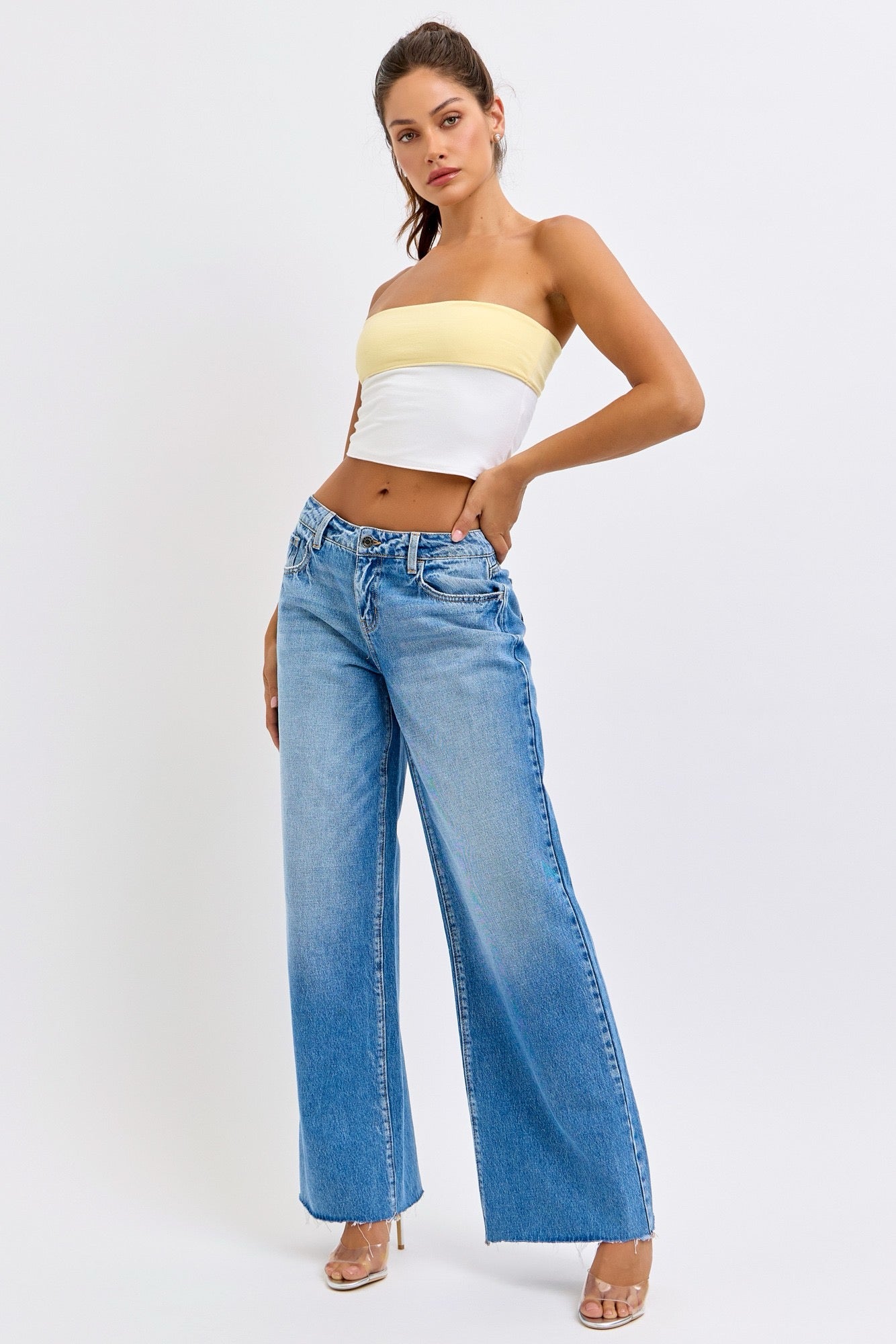 Cello Mid Rise Wide Leg Denim