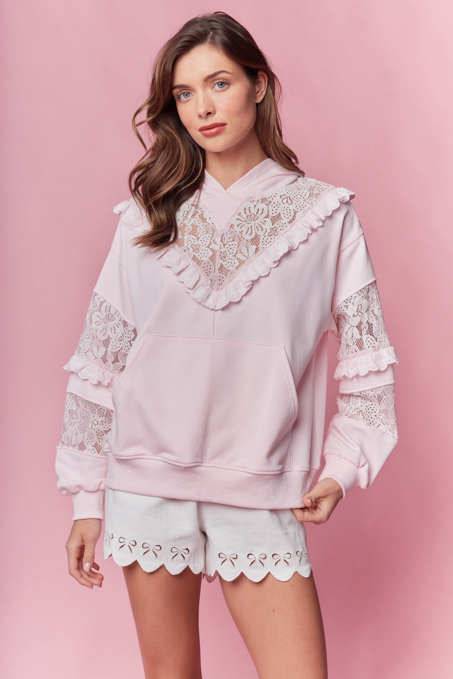 Ruffle and Lace Hoodie