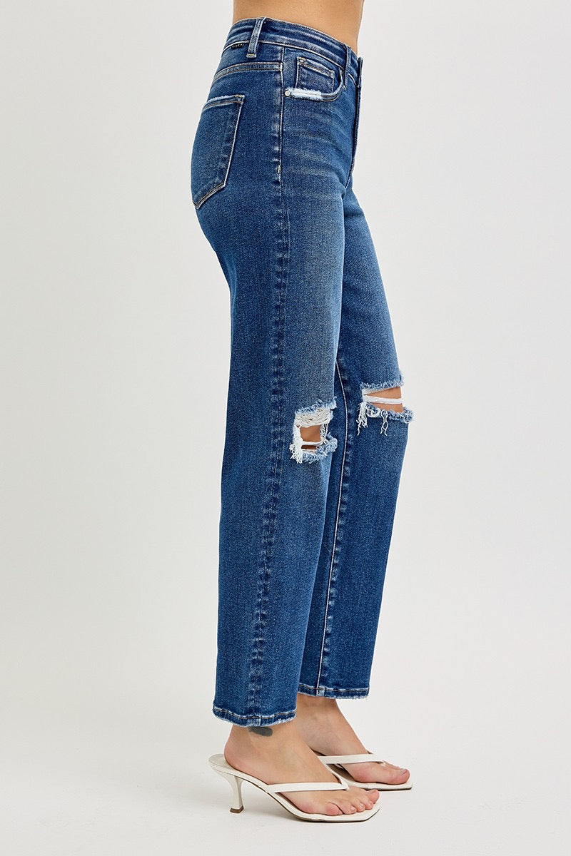 Risen Dark Tummy Control Girlfriend Jeans