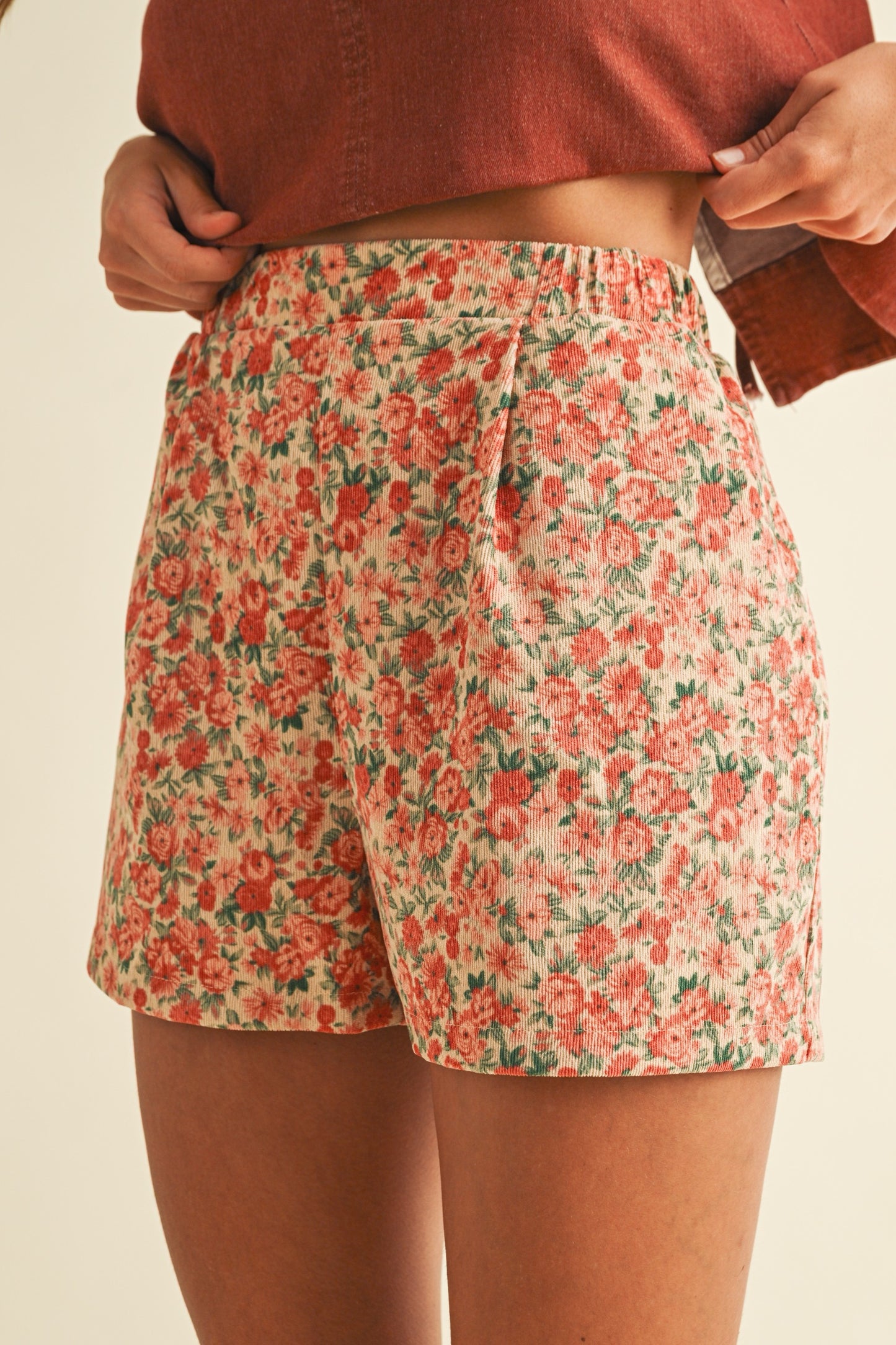 Floral Corduroy Shorts