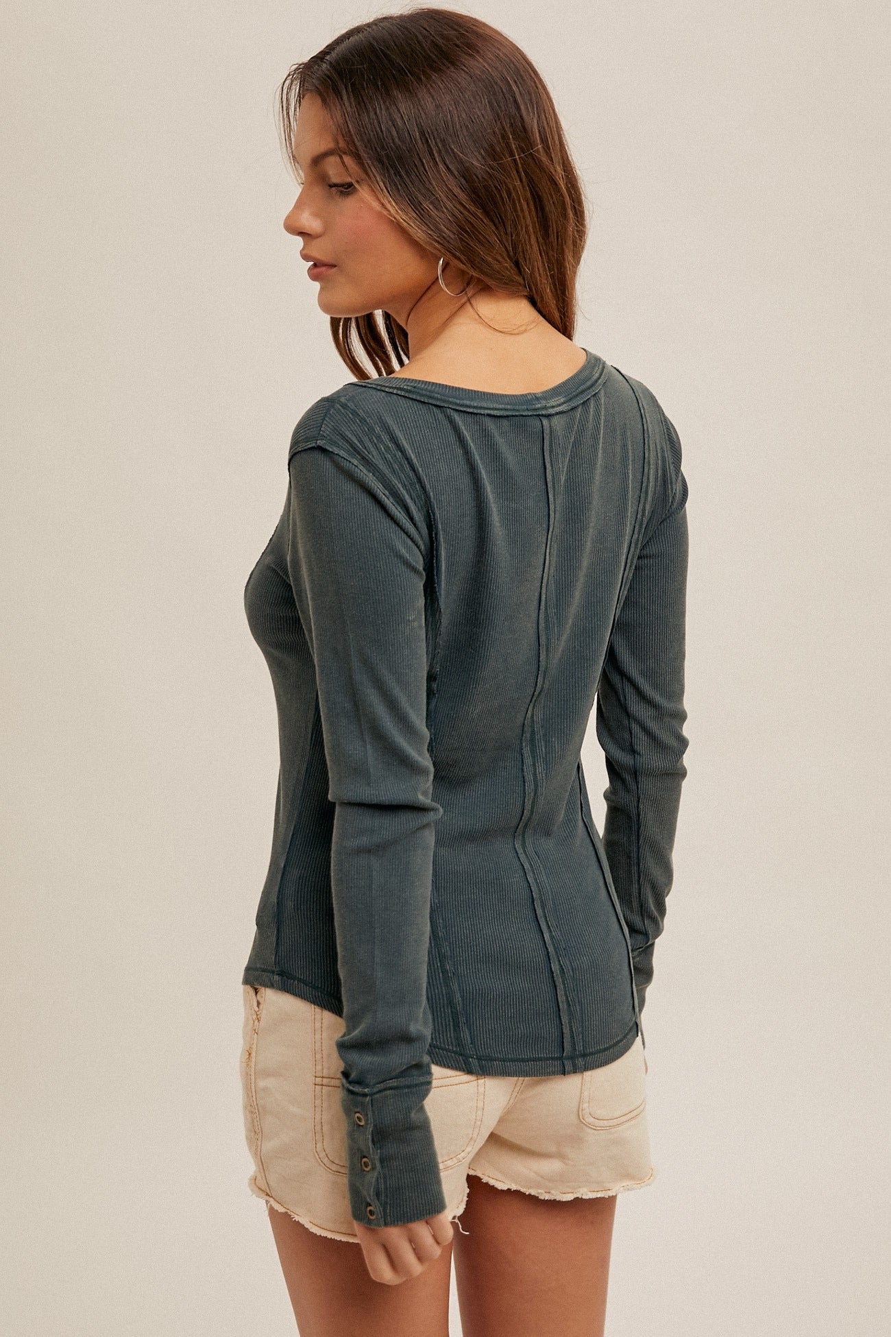 Snow Washed Ribbed Top