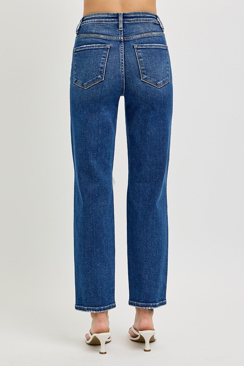 Risen Dark Tummy Control Girlfriend Jeans