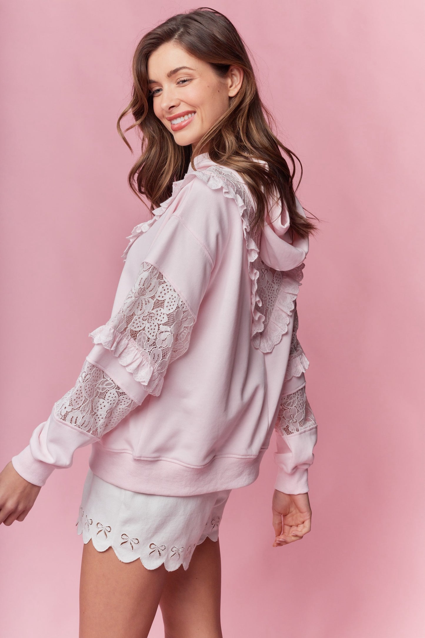 Ruffle and Lace Hoodie