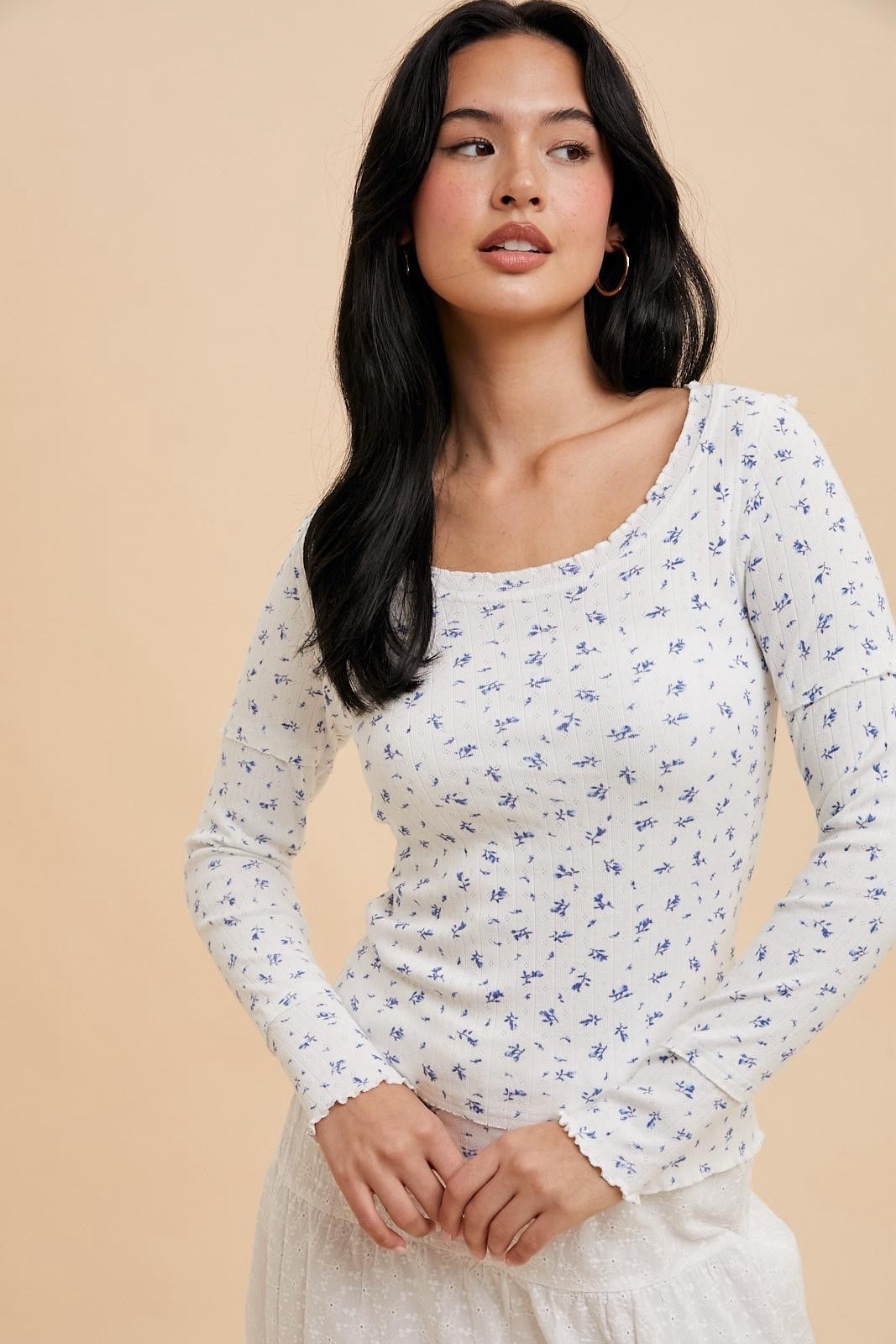 Ditzy Floral Long Sleeve Top
