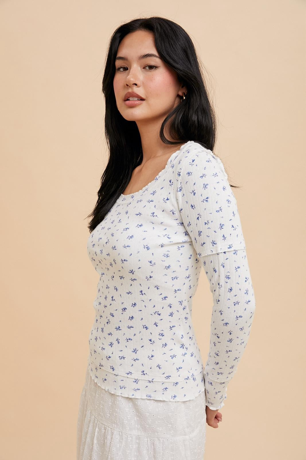 Ditzy Floral Long Sleeve Top