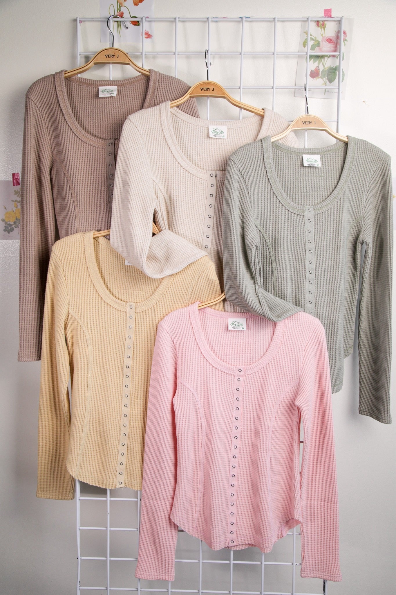 Button Down Fitted Knit Tops