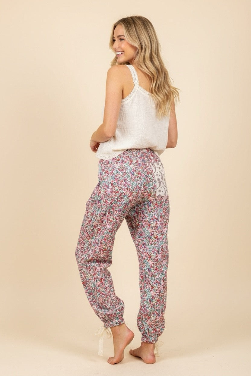 Mixed Print Jogger Pants