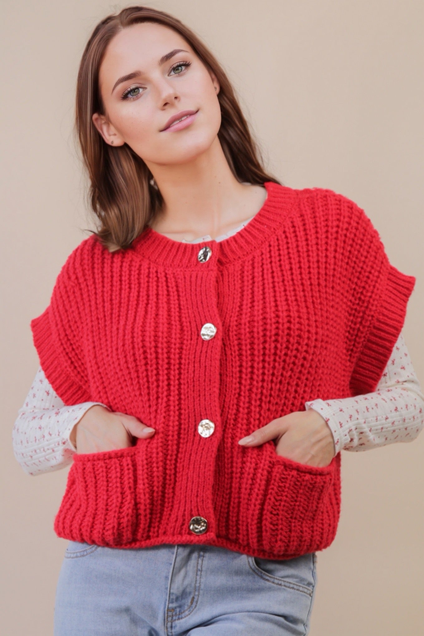 Chunky Knit Sweater Vest/Top