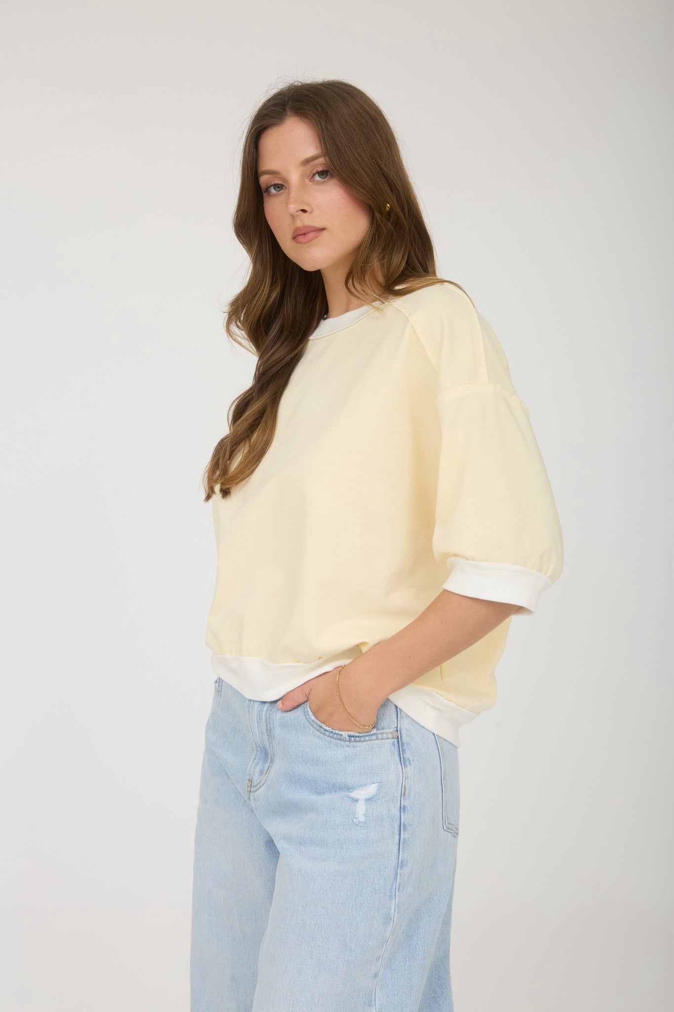Contrast Band Raglan Top