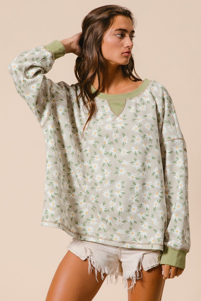 Floral Thermal Oversized Top