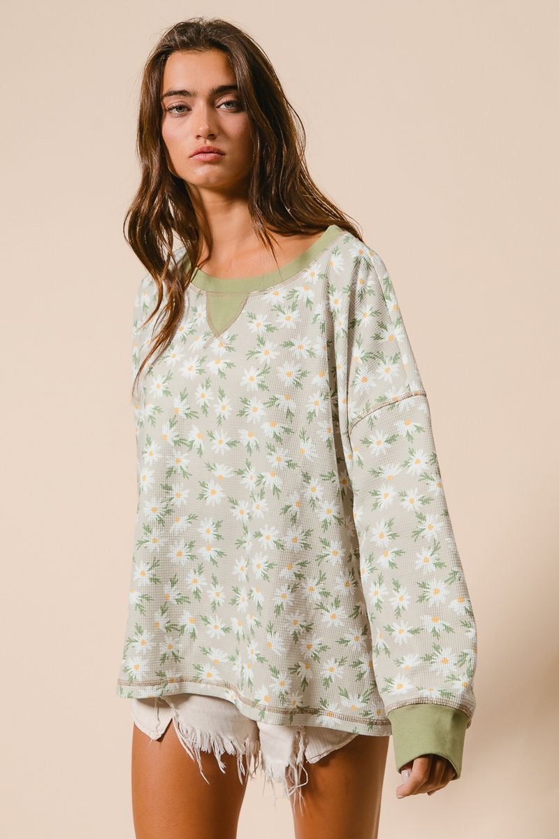 Floral Thermal Oversized Top