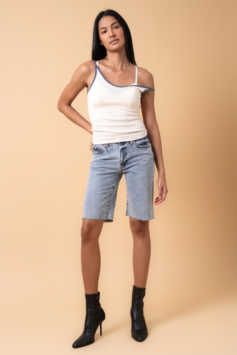 Acid Denim Bermuda Shorts