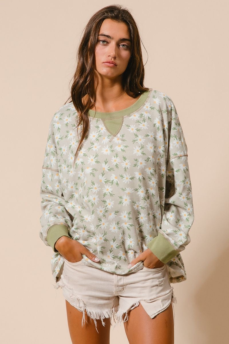 Floral Thermal Oversized Top