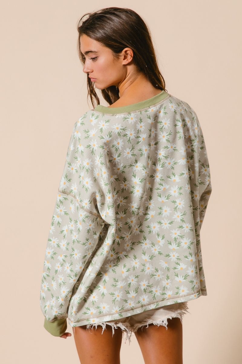 Floral Thermal Oversized Top