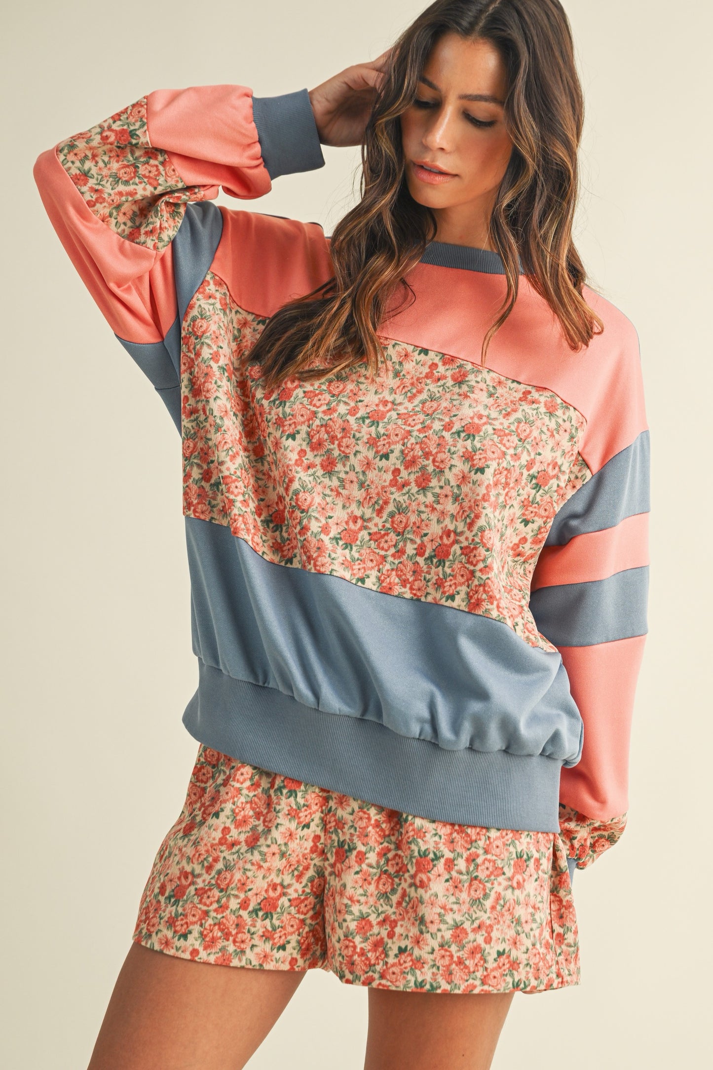 Floral Colorblock Sweatshirt