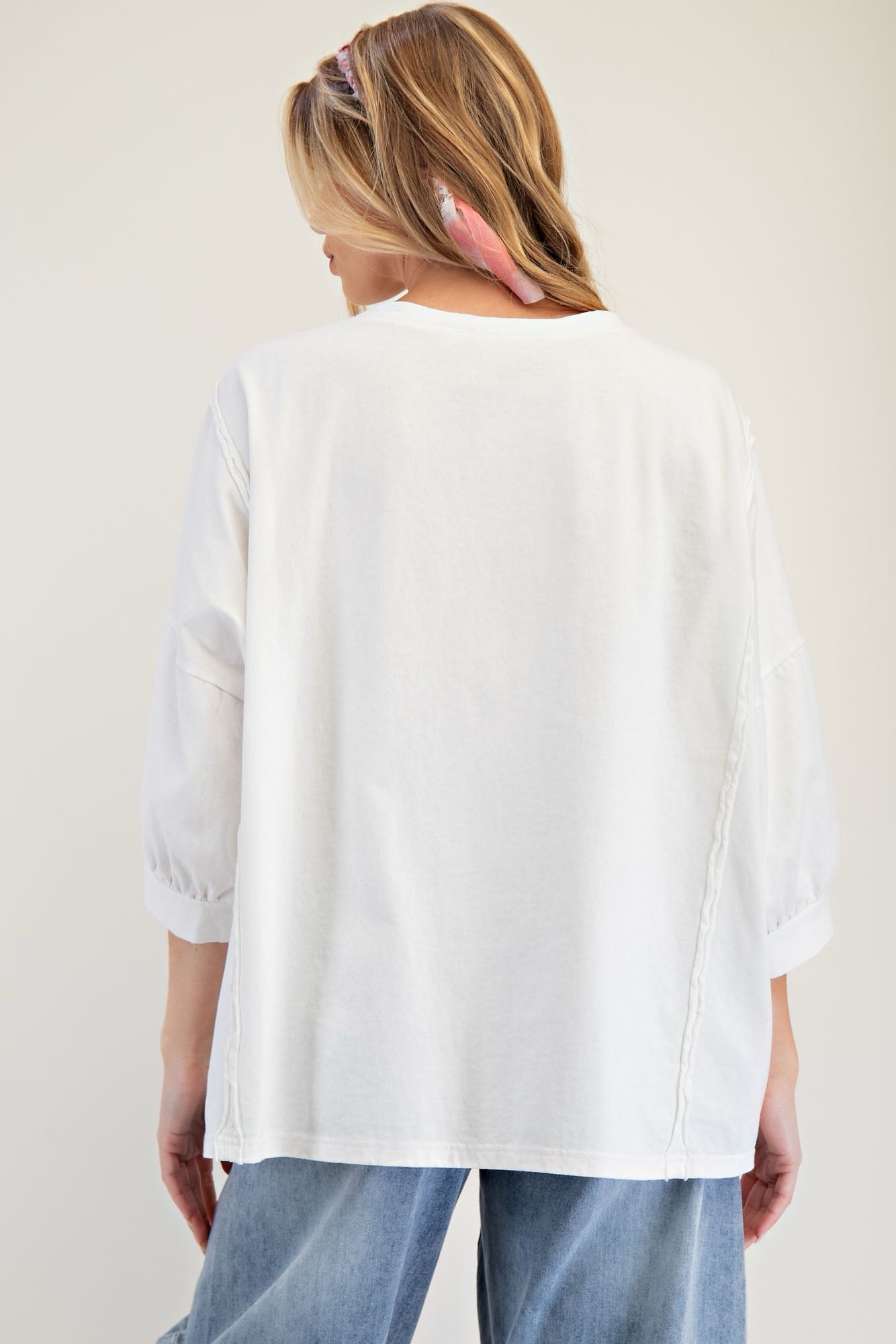 Easel Studded Heart Patch Knit Top