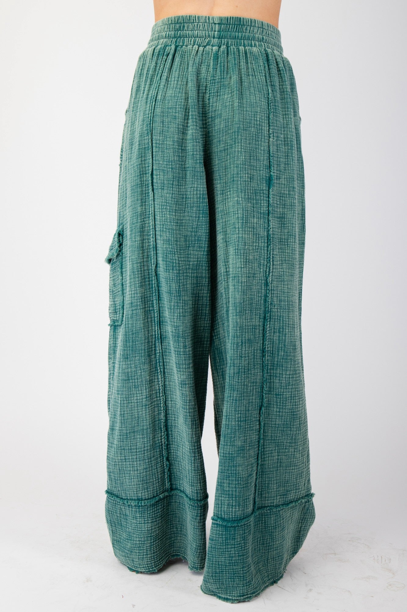 Pacific Green Cotton Gauze Cargo Pants