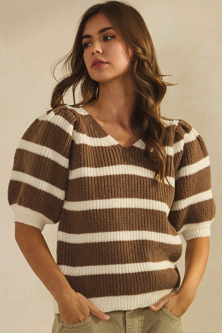 Cocoa Puff Sleeve Sweater Top