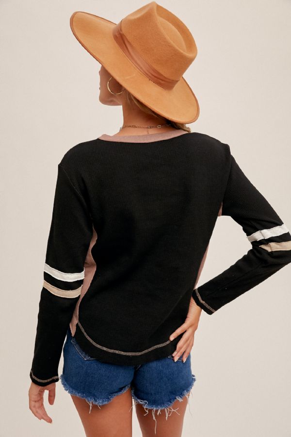 Ribbed Colorblock Henley