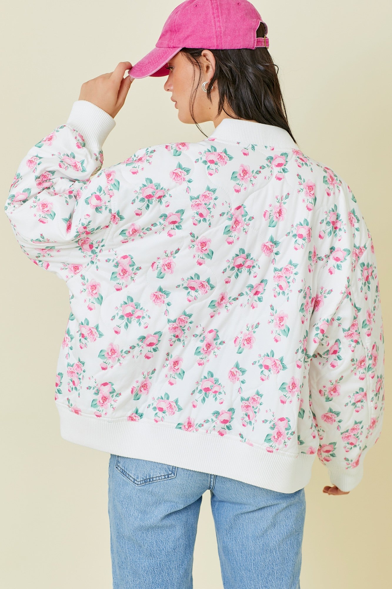 Oversized Floral Bomber Jacket