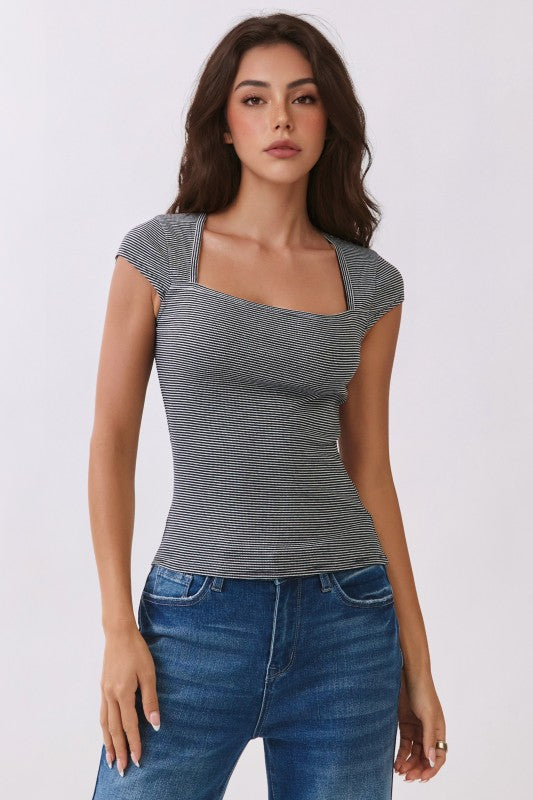 Striped Cap Sleeve Baby Top