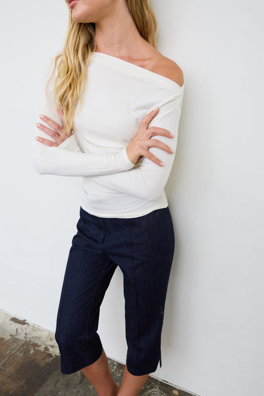 Long Sleeve Boat Neck Tops