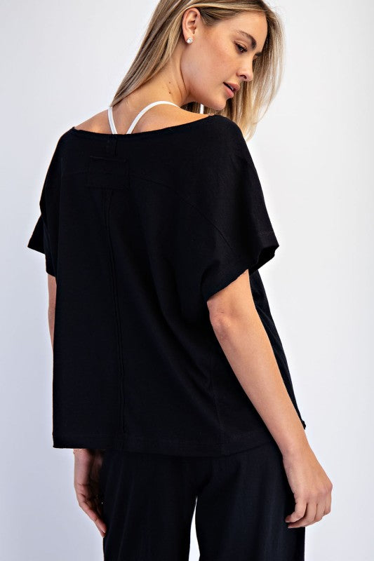 Cotton Slub Off shoulder Tee