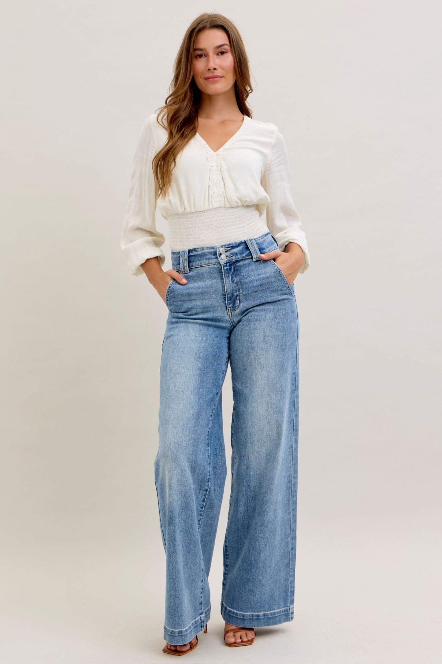 Judy Blue Double Button Wide Leg