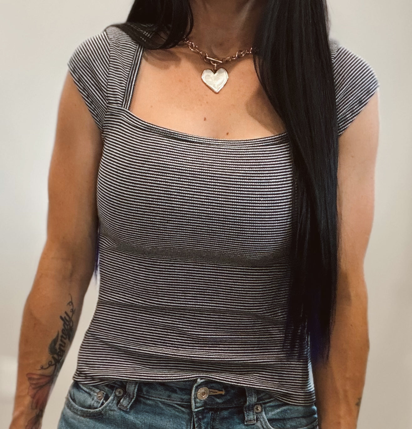 Striped Cap Sleeve Baby Top
