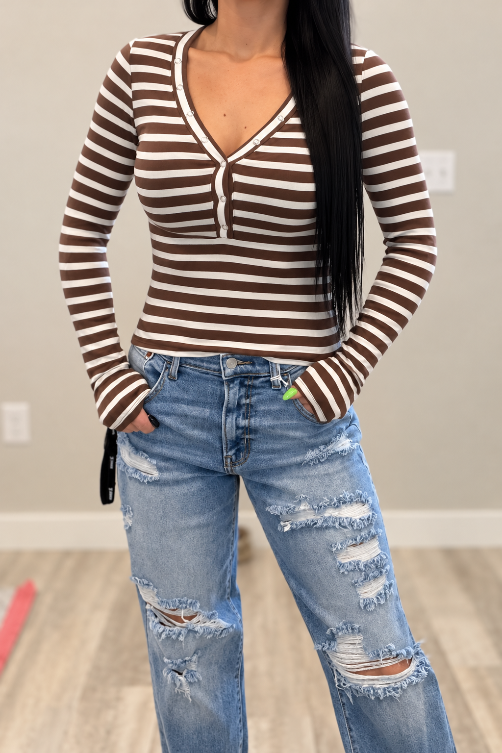 Striped Henley Long Sleeve