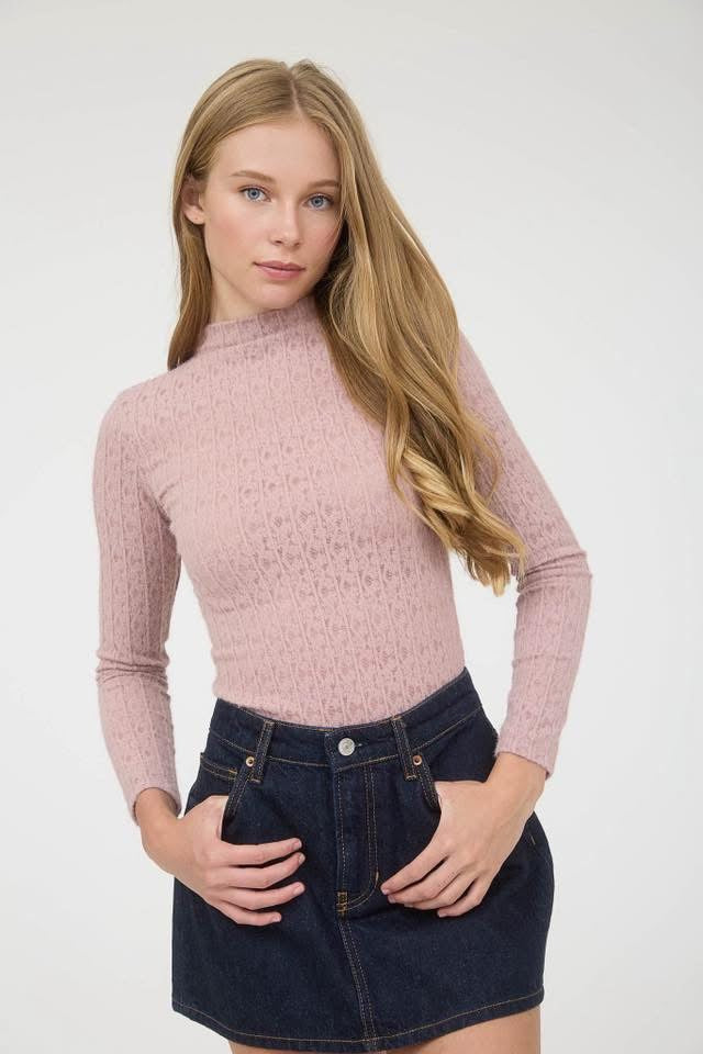 Jacquard Mock Long sleeve Knit
