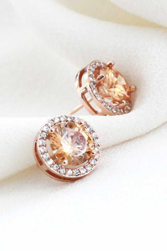 Round Cubic Zirconia Stud Earrings