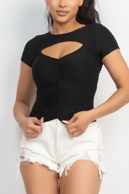 Ruched Honeycomb Peekaboo Top