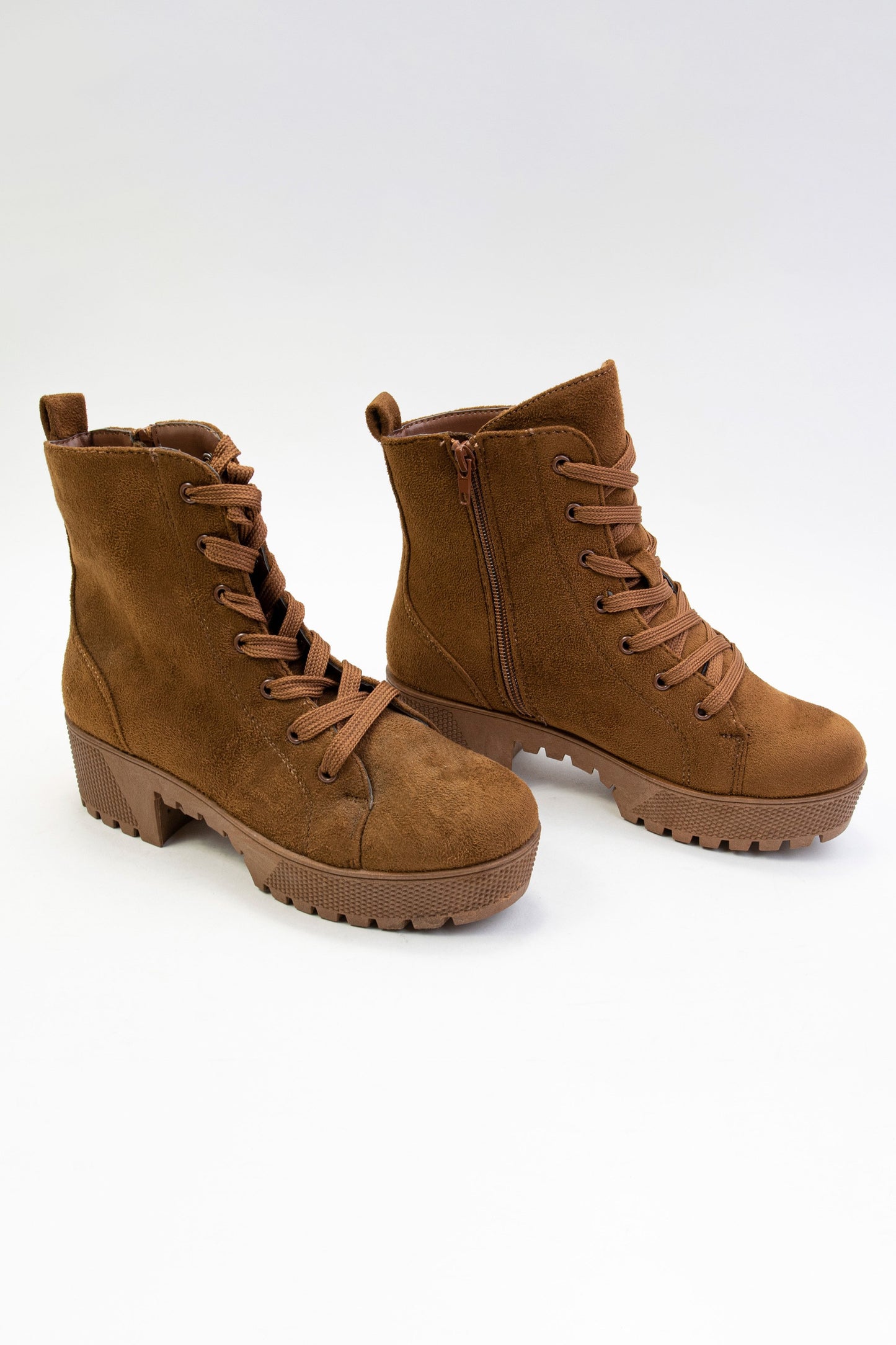 Lace Up Heel Combat Boots