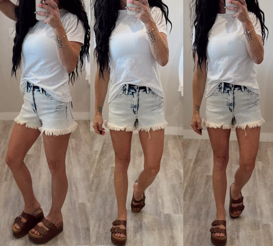 Acid Wash Frey Hot Mom Shorts