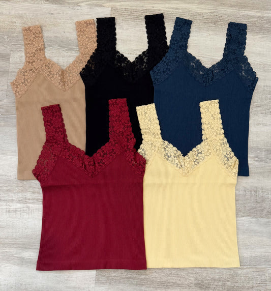 Lace Ribbed Seamless Tank