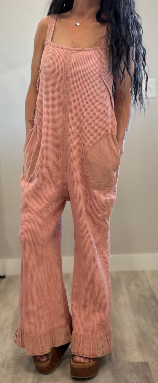 Snow Washed Waffle Jumpsuit