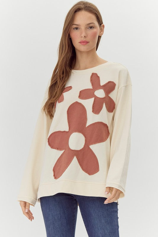 Flower Patched Sweatshirt