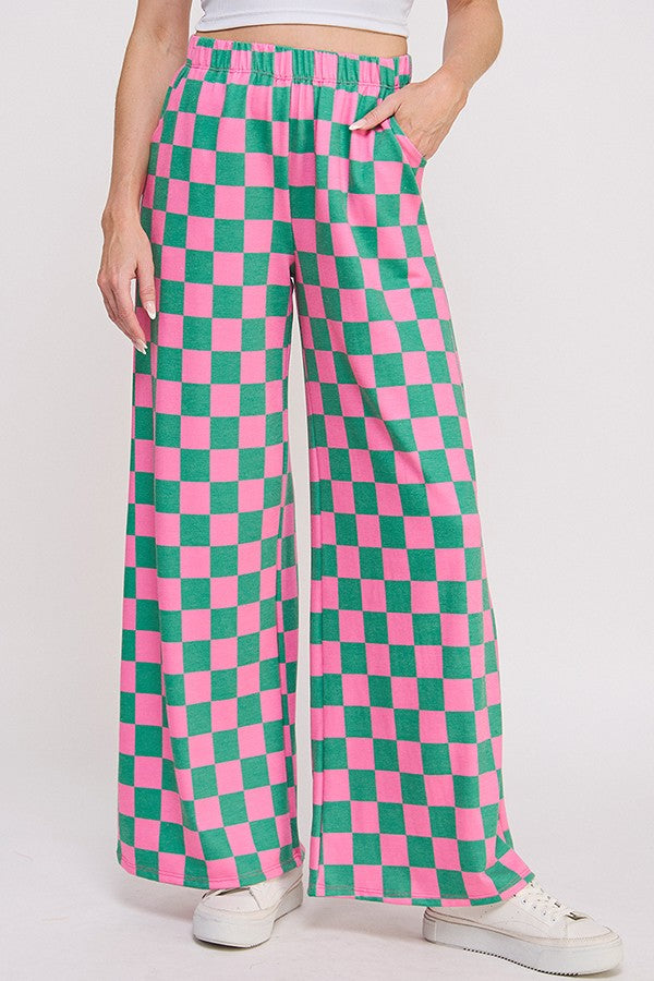 Checker Wide Leg Lounge Pants