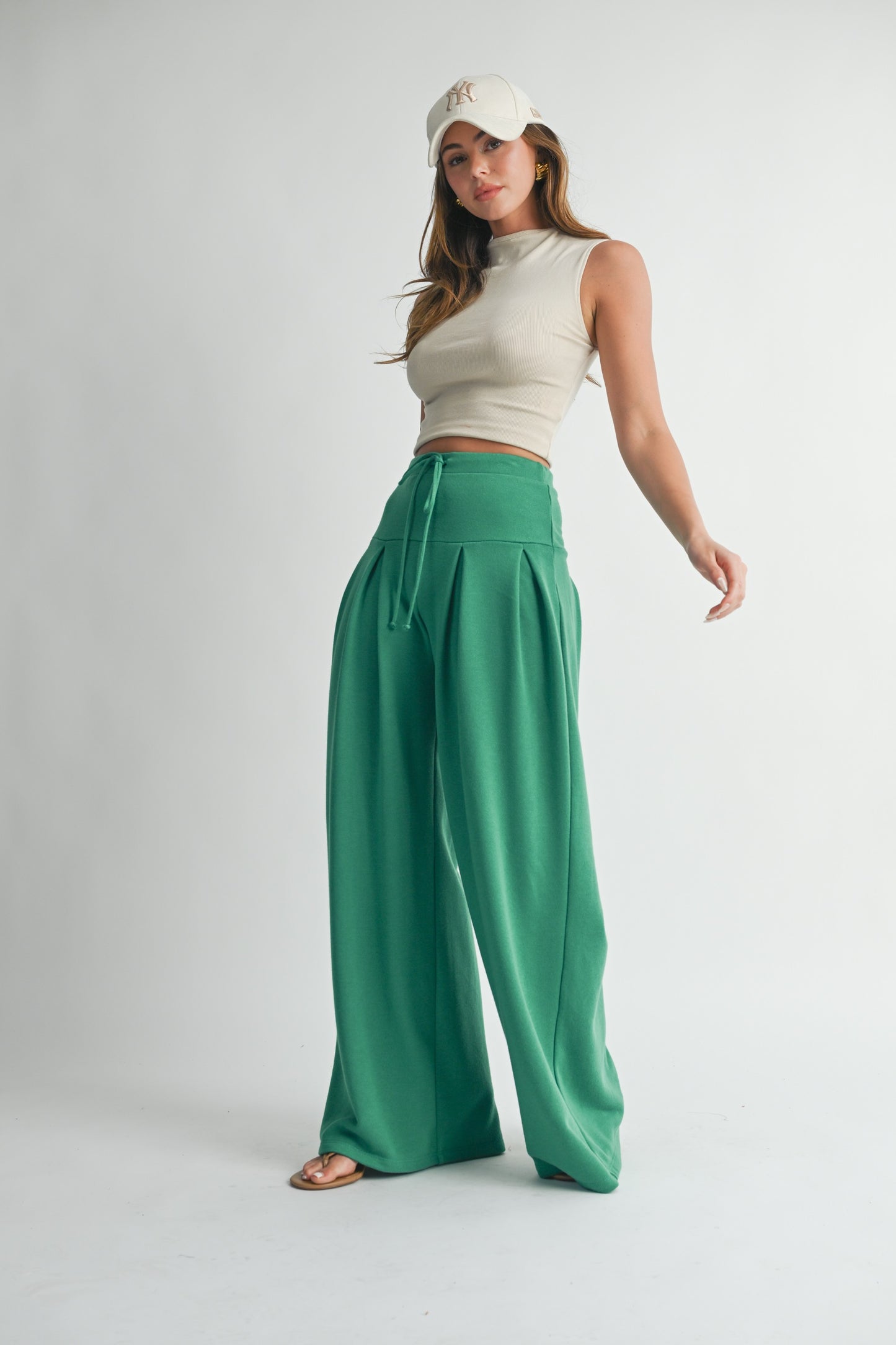 Kelly Green Wide Waist Pants