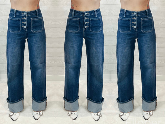 Risen Patch Pocket Wide Leg Denim