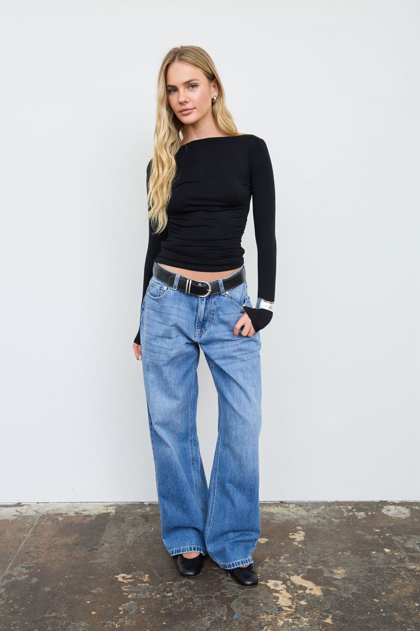 Long Sleeve Boat Neck Tops