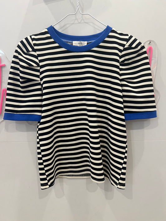 Contrast puff sleeve Tee