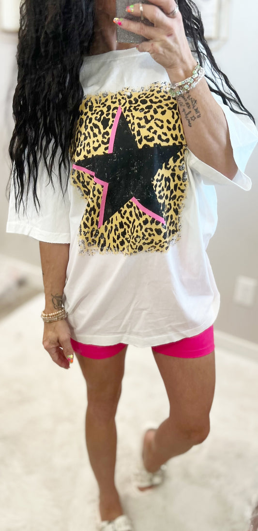 Star Puff Print Oversized Tee