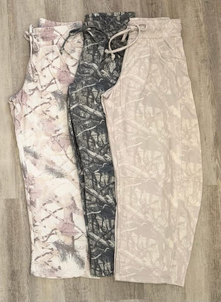 Camo Barrel Leg Fleece Sweatpants