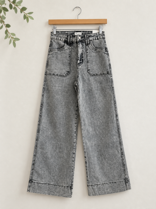 Grey Wash Palazzo Denim