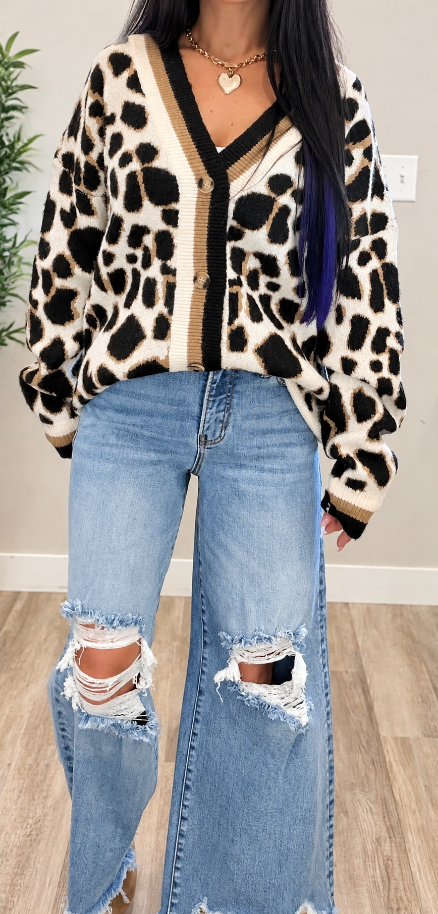 Leopard Button front Cardigan